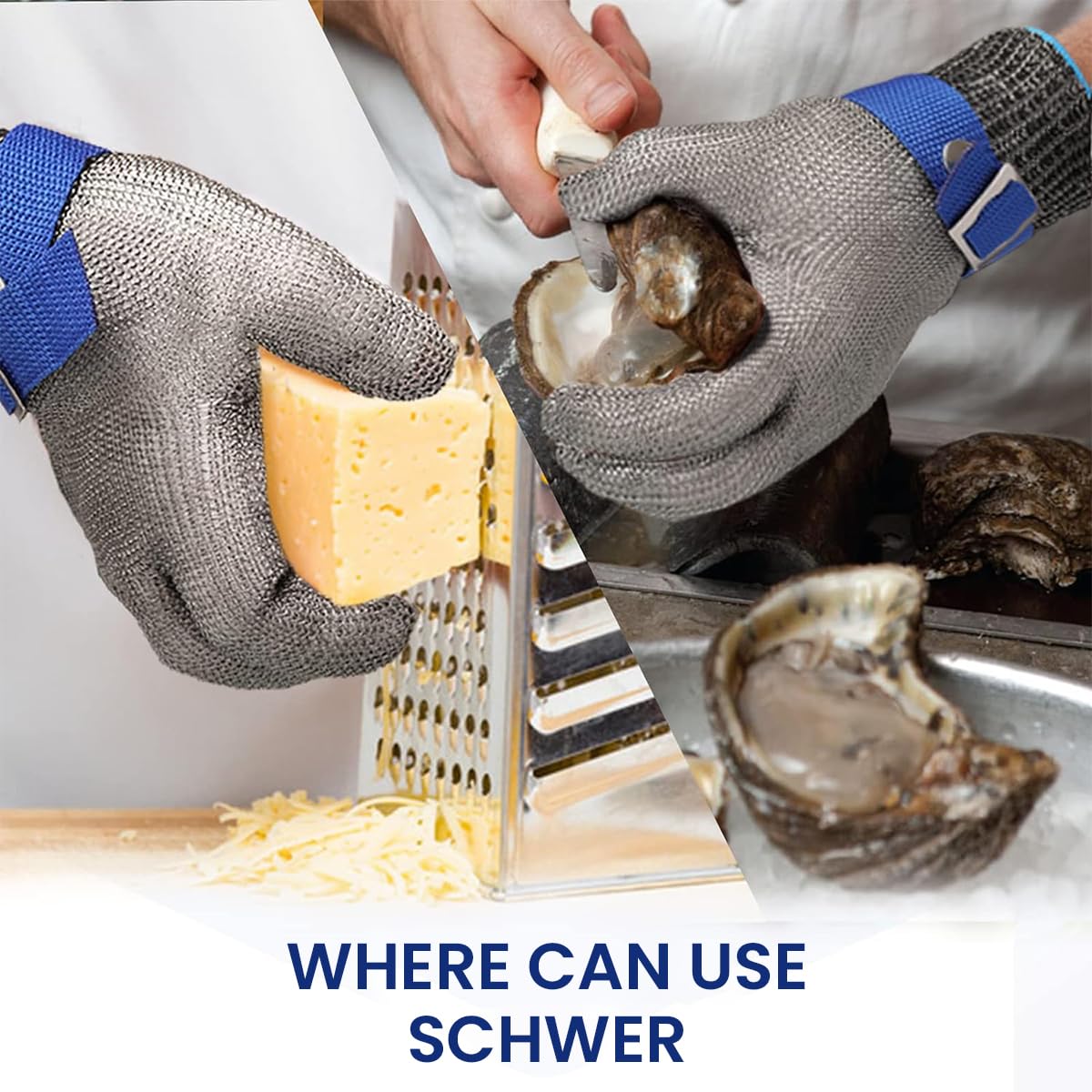 HASTHIP Stainless Steel Mesh Gloves for Meat and Fish Work with Level 9 Cut Protection | Adjustable Fit