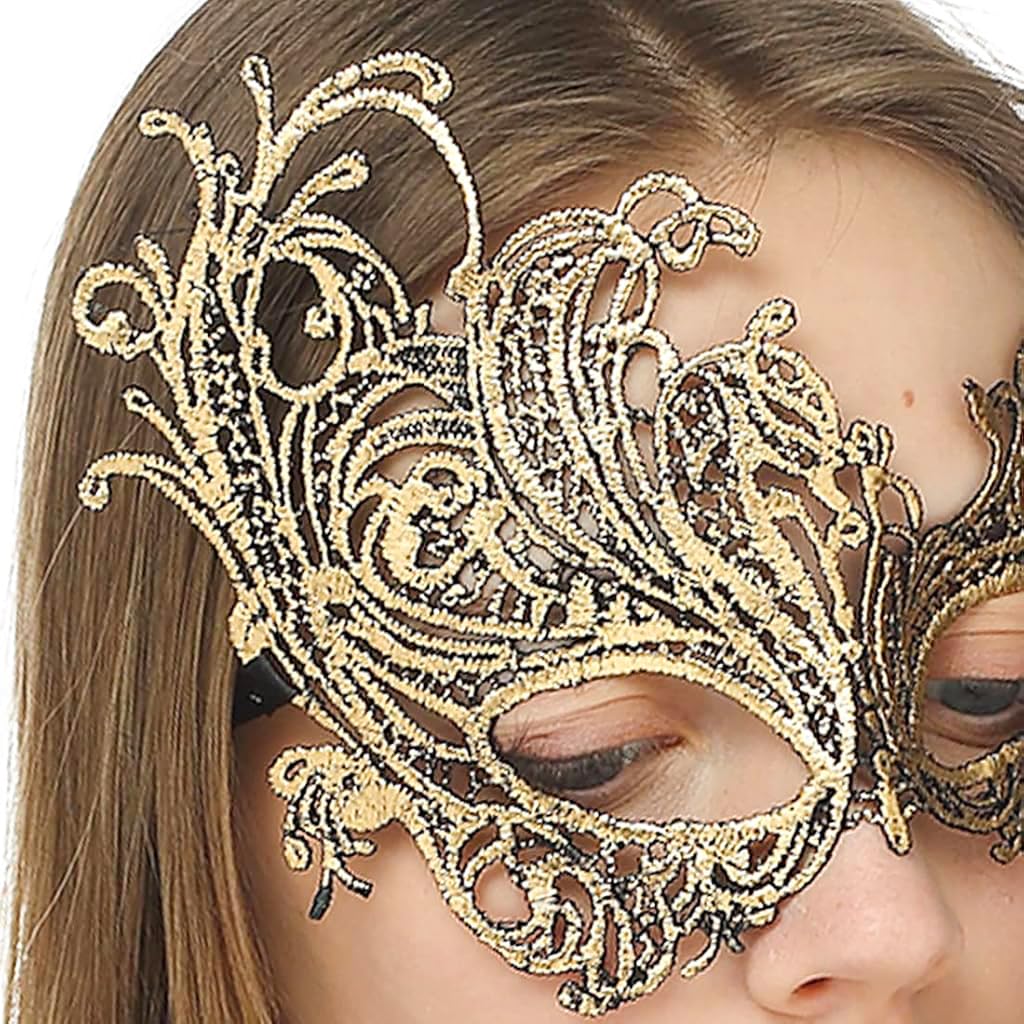 PATPAT® Couple Masquerade Masks Set of 2Pcs Luxury Hollow Out Lace Tie Back Eye Mask & Men Venetian Masquerade Mask Black Golden Masquerade Masks Set Dance Ball Masquerade Masks for Men Women