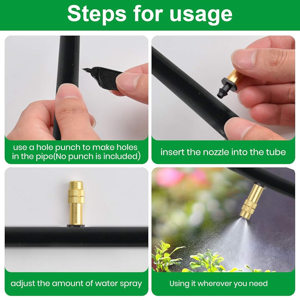 Serplex® Adjustable Water Spray Nozzle Copper 4/7mm Drip Irrigation Mist Sprayer Micro Sprinkler for Garden Cooling Lawn Vegetables Greenhouse 20PCS
