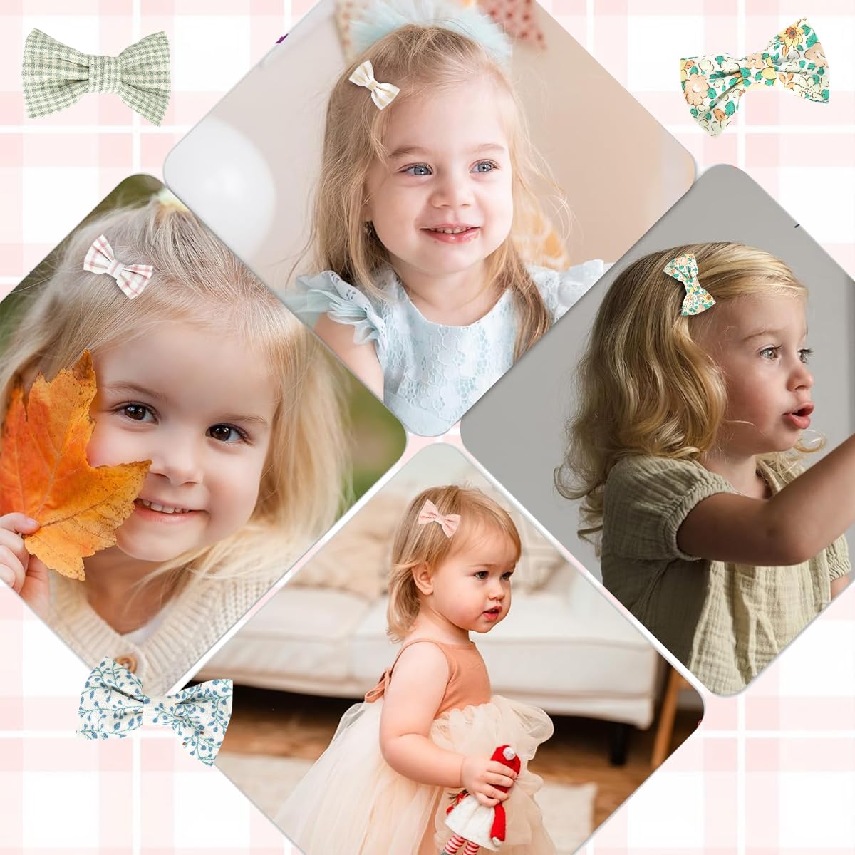 SNOWIE SOFT Baby Hair Clips for Girls featuring Fabric-Coated Metal Pins 20Pcs 1.9in | Gift-Ready Bow Designs