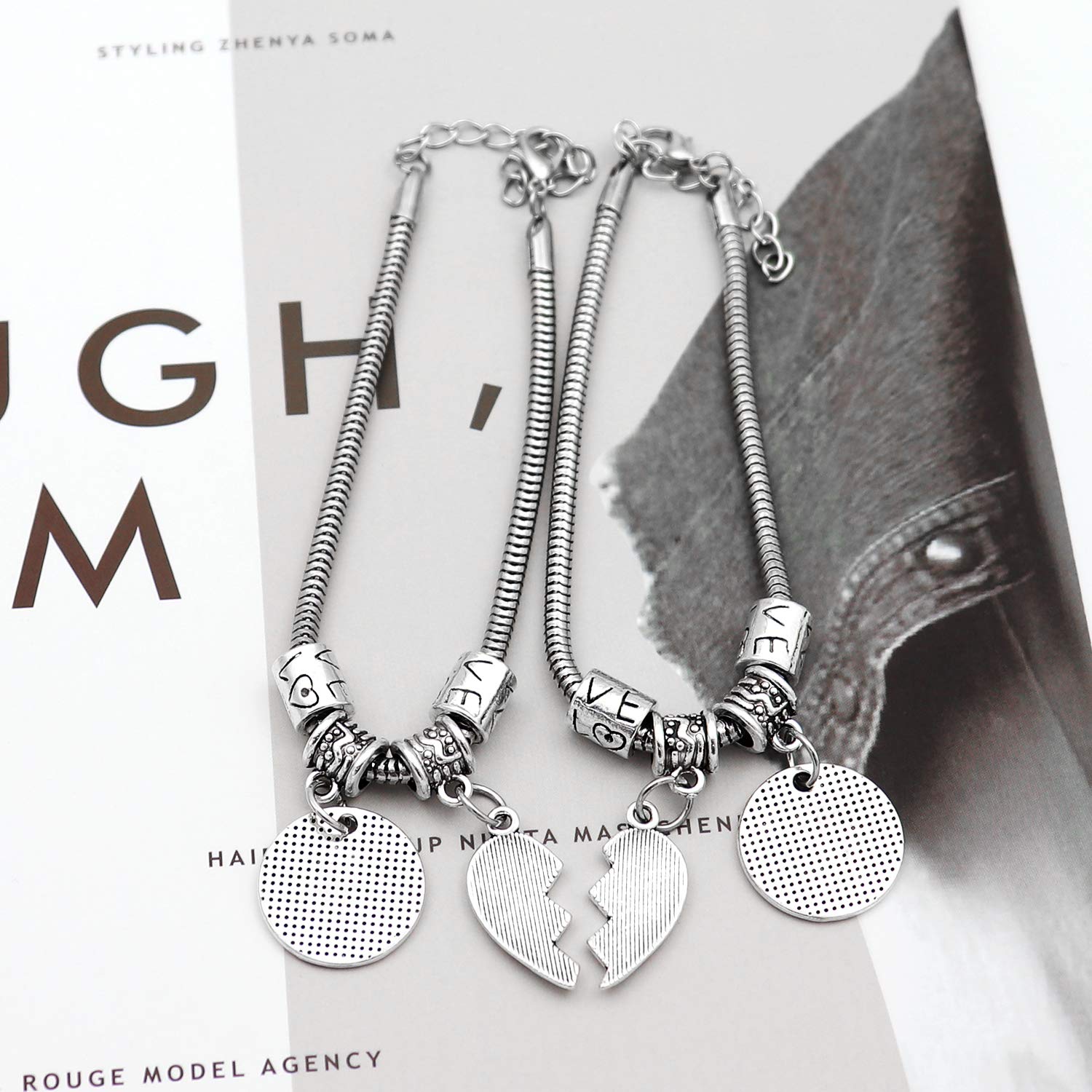 SANNIDHI BFF Bracelet for Girls featuring Divided Heart Pendant 18cm+6cm Alloy Chain | Gift for Sisters and Friends