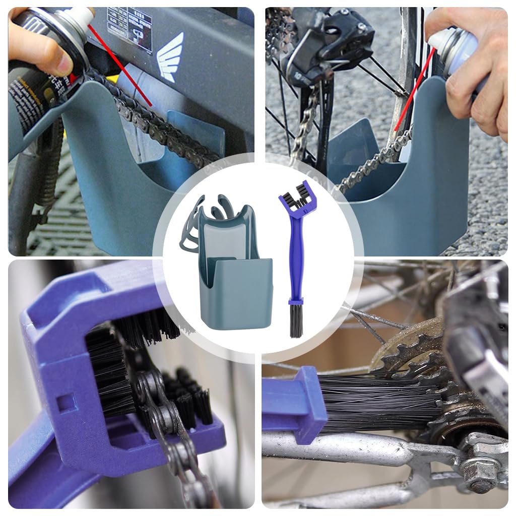 STHIRA Bike Chain Cleaning Brush with Dual and 4 Side Heads featuring Nylon Bristles | Reusable Tool for Bicycles and Motorcycles