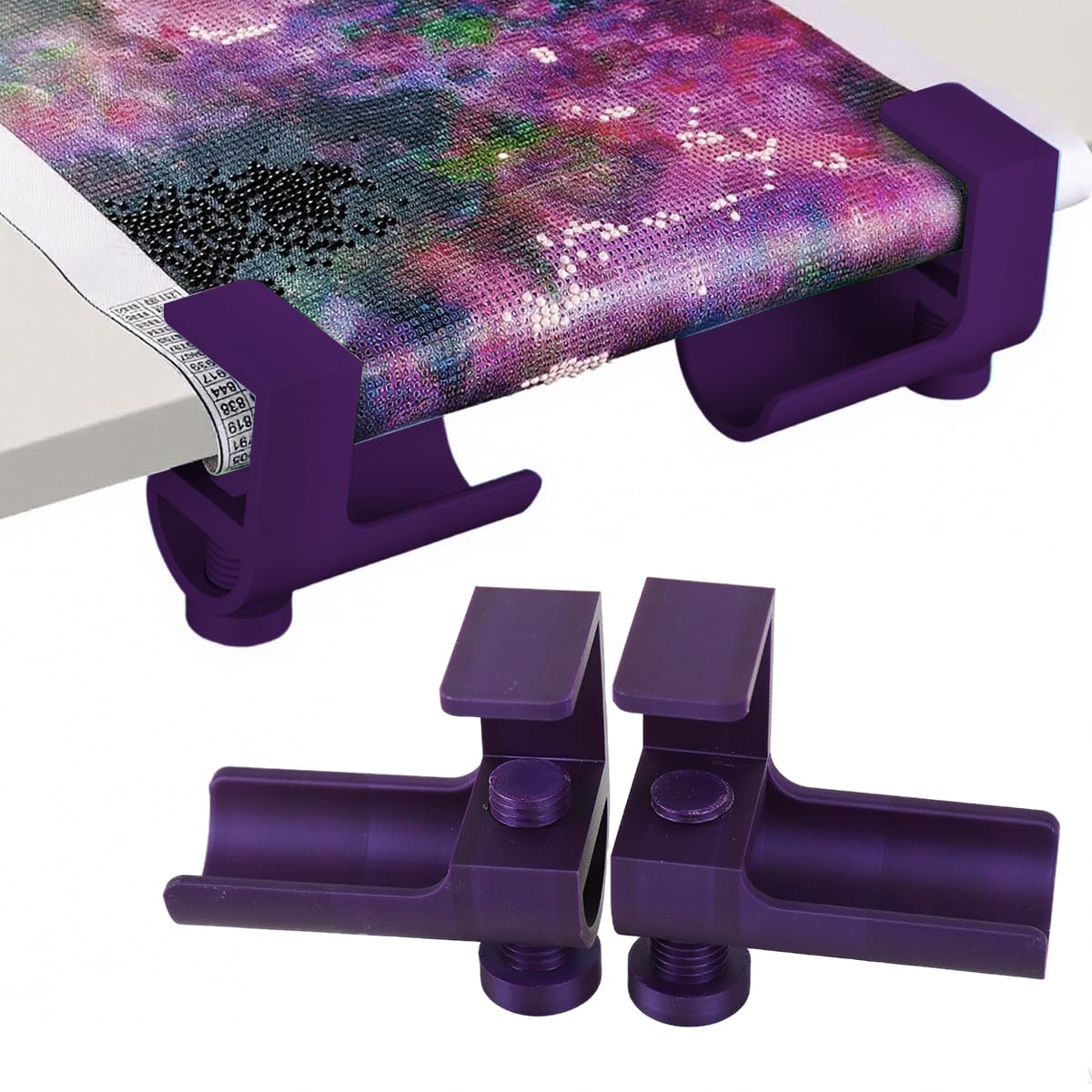 HASTHIP Desk Mounted Canvas Holder Kit for Diamond Painting with Adjustable Anti Crease Grips