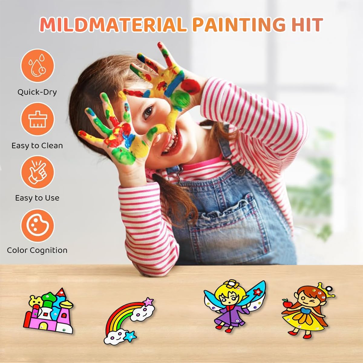 PATPAT DIY Suncatcher Painting Craft Kit for Kids with 8 Cartoon Pendants | Safe Vinyl Set