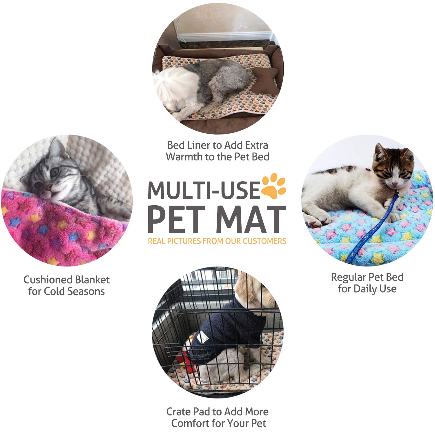 SNOWIE SOFT Pet Bed Cushion for Dogs and Cats featuring 60×80cm Cotton Fleece Pad | Washable Mat