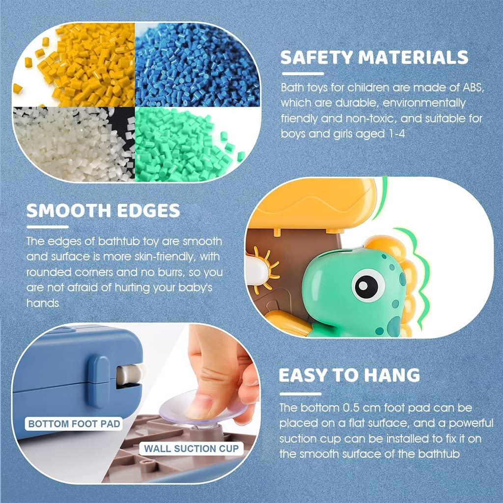 ELEPHANTBOAT Dinosaur Bath Toy for Toddlers featuring Suction Cup Design and ABS Material | Fun Water Sprinkler for 1–4 Year Olds