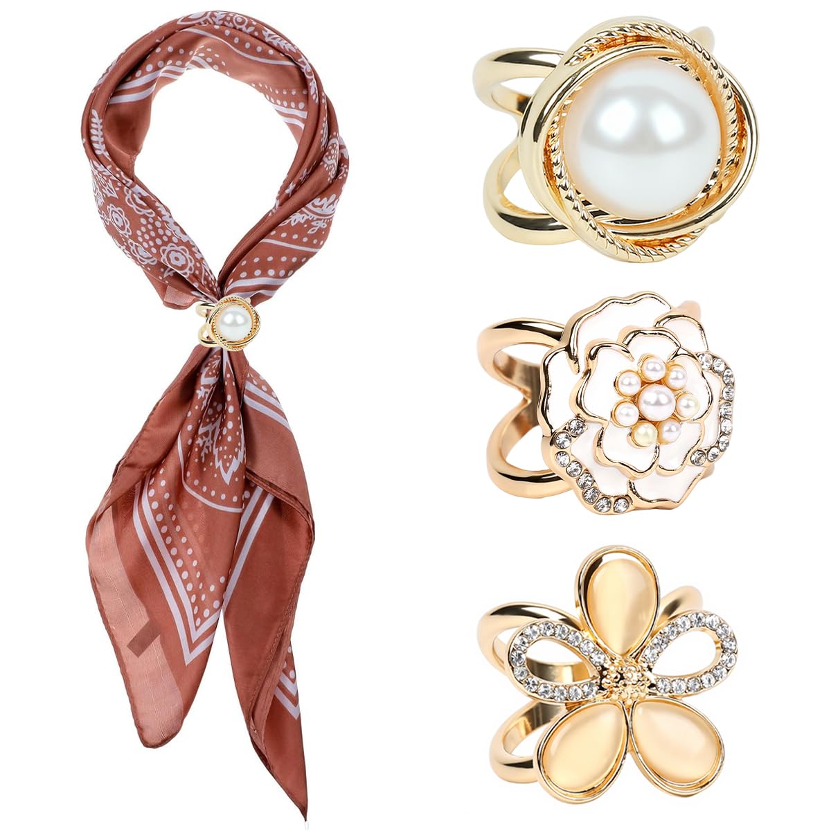 SANNIDHI Scarf Rings Buckle and Slides for Women Scarves and T Shirt Ties Clip Gold