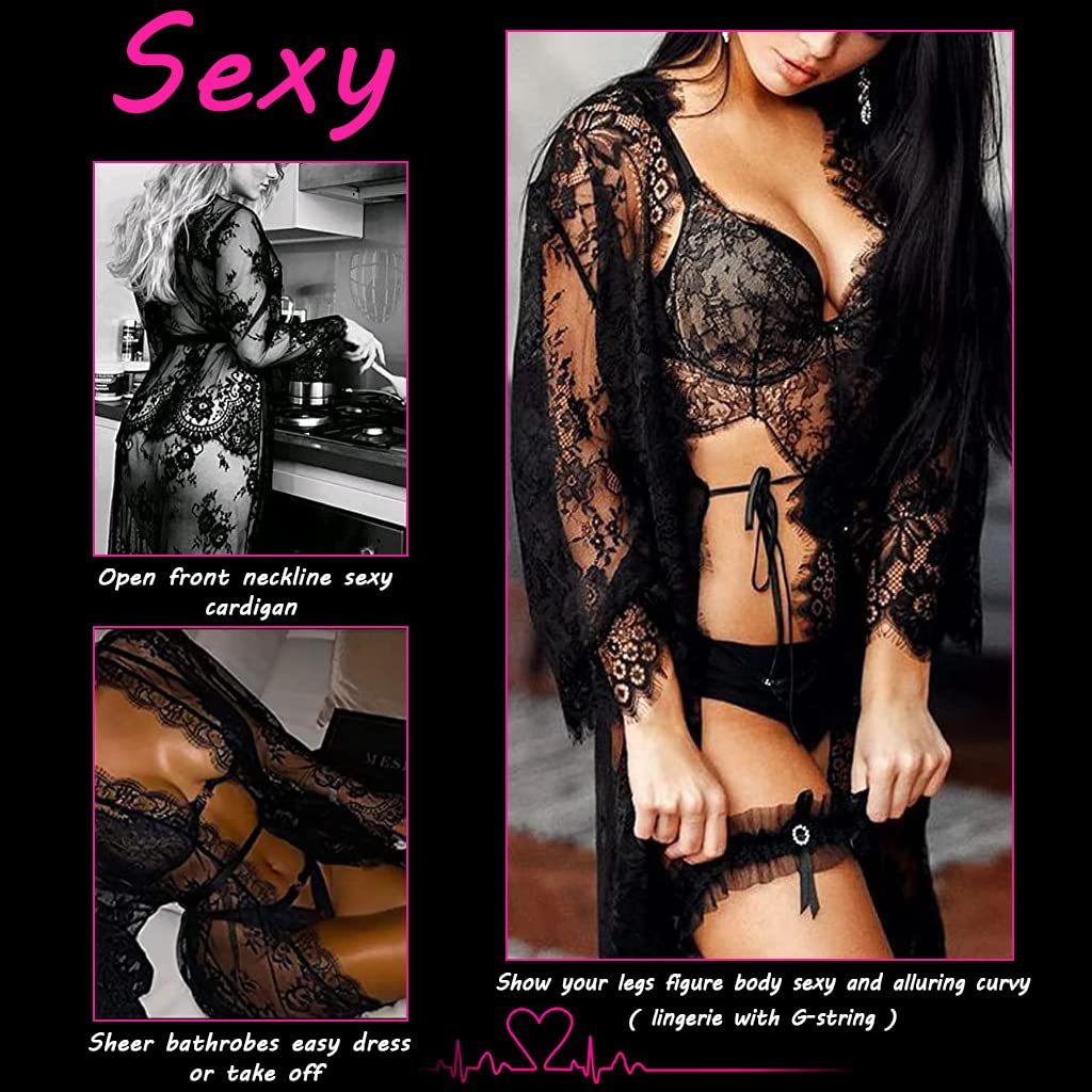 Zibuyu Babydoll Lingerie Set with Transparent Spandex Lace Dress and Panty for Women