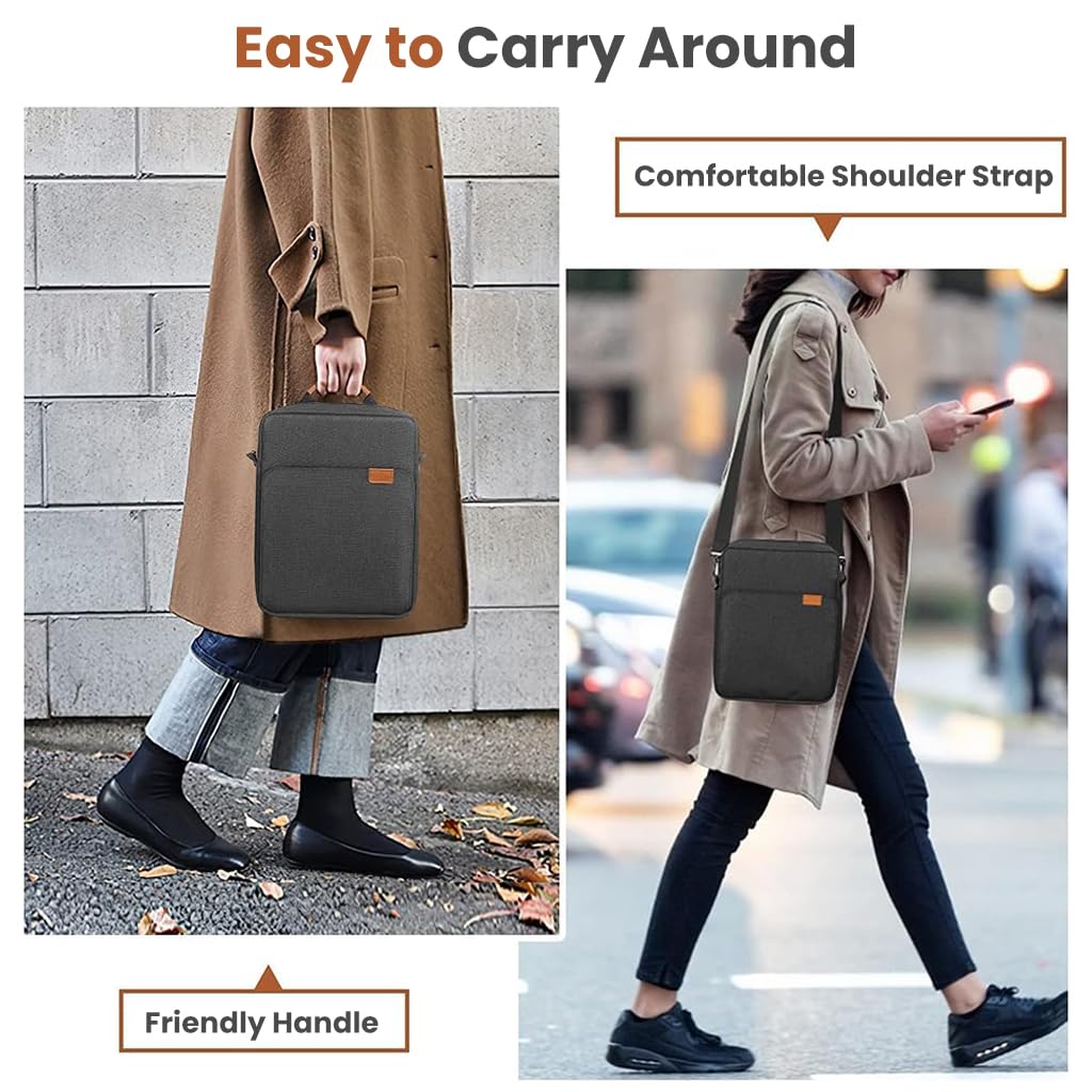 ZORBES Tablet Sleeve Handbag for 13 in iPad Pro and Galaxy Tab featuring Dual Zipper Compartments | Waterproof Travel Bag with Handle and Shoulder Strap