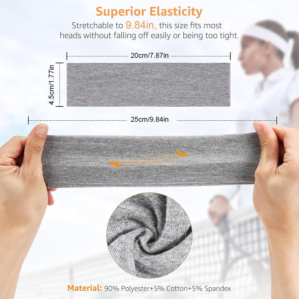 ZIBUYU Head Band for Men for Workout and Running featuring Elastic Non Slip Fit | 6PC Breathable Spandex Set