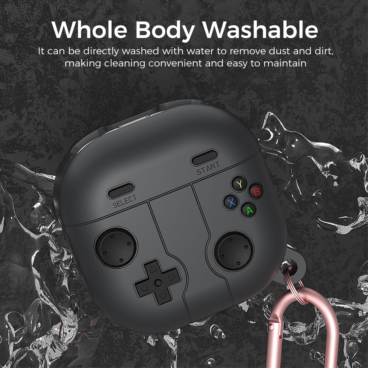 ZORBES Silicone Case for Samsung Galaxy Buds FE with Impact Buffer Protection and Carabiner | Retro Game Design in Grey