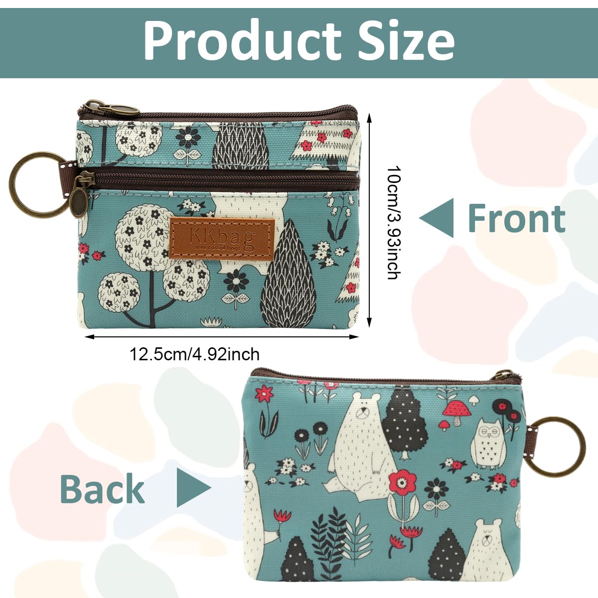 PALAY Coin Bag for Daily Essentials with Double Layer Zippers and Carabiner Clip | 12x10cm Polyester Pouch for Women and Girls