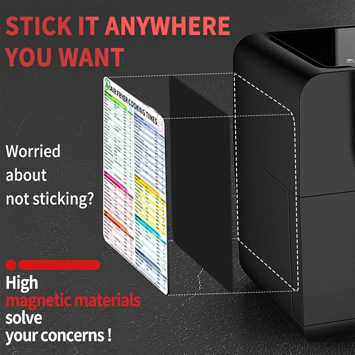 Supvox Air Fryer Magnetic Cheat Sheet for Cooking Times with 2 Sheets 10.5x6.5in | Waterproof