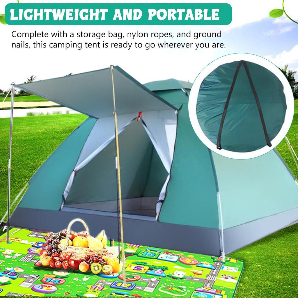 Proberos Camping Tent for Outdoor Trips with 3 Second Pop Up Setup and Dual Doors | 96x78x51 Emerald Green