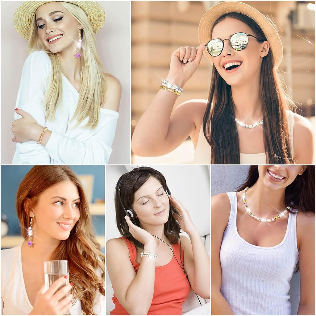 Venzina Crystal Spacer Beads for Jewelry Making with 600pcs 8mm Rhinestone Rondelles | 10 Colors for DIY Bracelets and Crafts