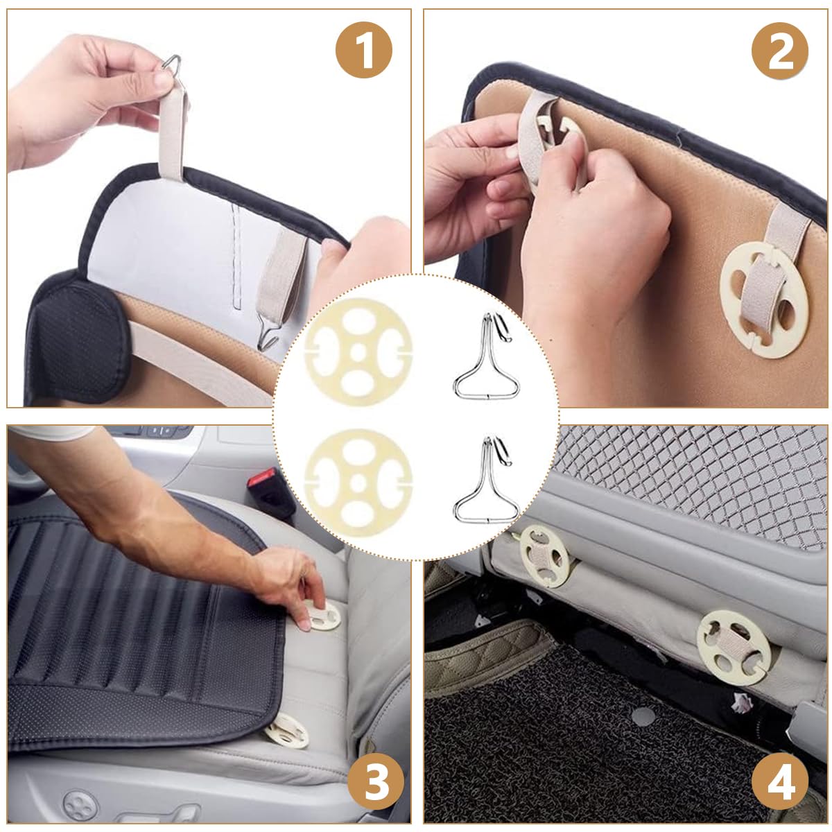 STHIRA Car Seat Cover for Front Seats with Dual Pocket Design 52x50cm | Bamboo Fiber Anti Slip Cushion