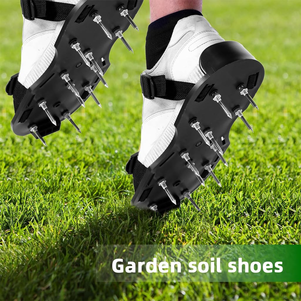 HASTHIP Lawn Aerator Shoes for Gardening with 1.65 in Metal Spikes and Dual Hook Straps