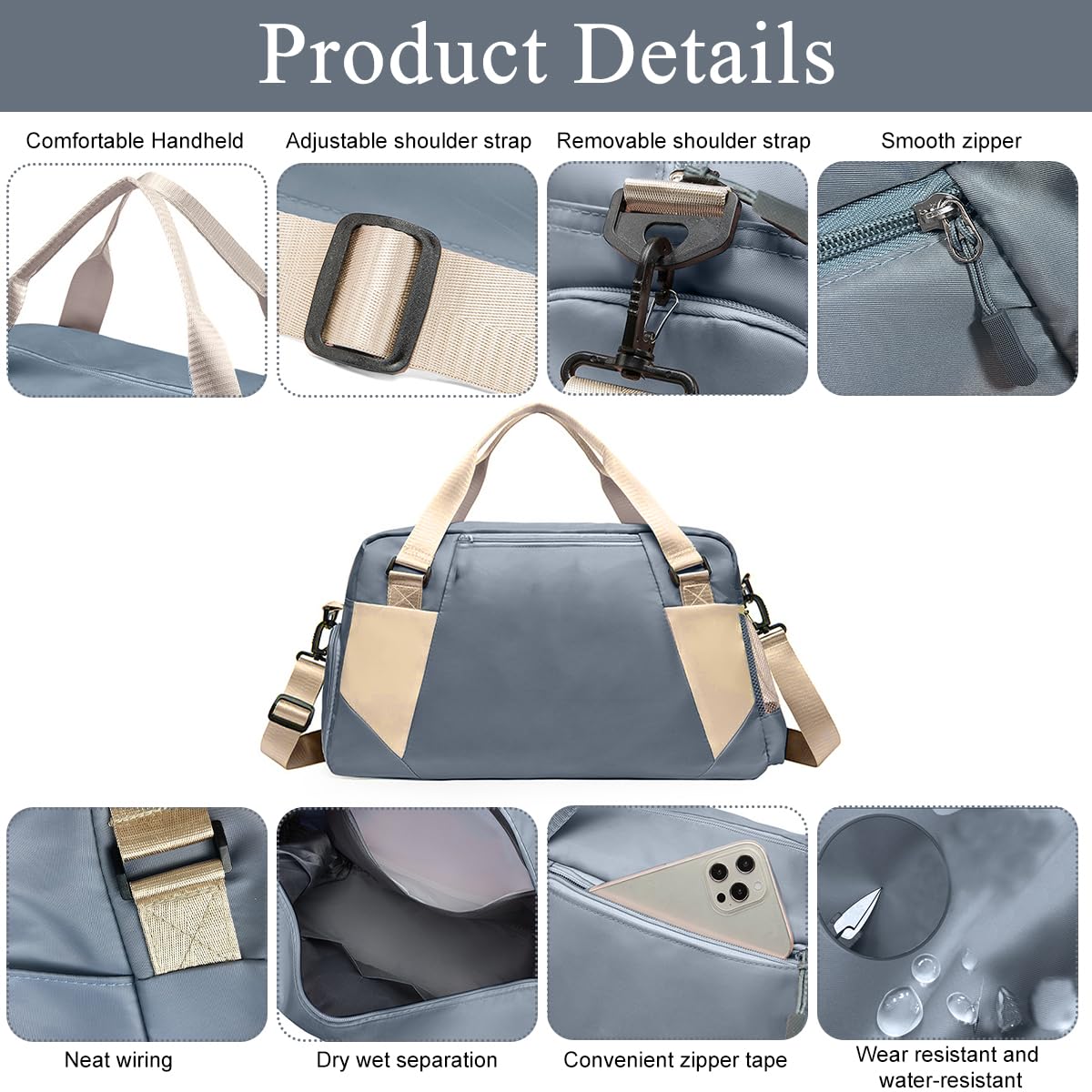 ZIBUYU Gym Bag for Travel and Sports with 30L Capacity and Shoe Compartment | Waterproof Oxford Duffle for Men and Women