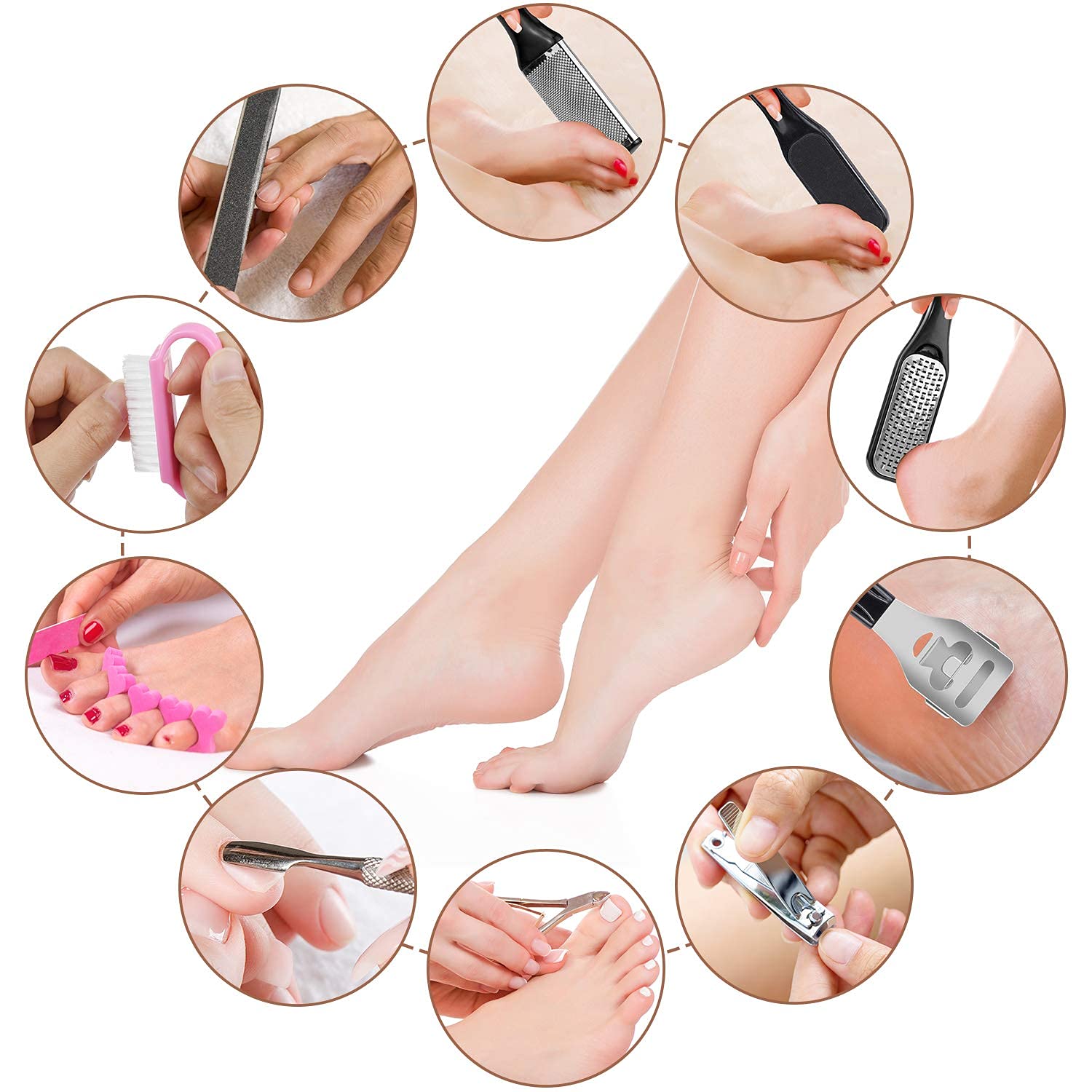 20 in 1 Pedicure Tool Set for Foot and Nail Care with Ergonomic Design and Stainless Steel | Ideal for Home or Travel Use