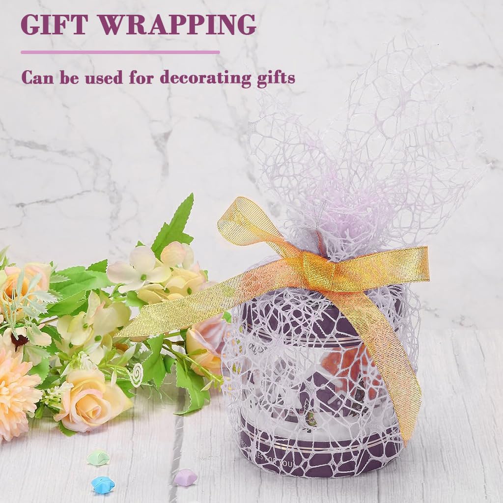 HASTHIP Jacquard Mesh Wrapping Paper for Gifts featuring Cutout Floral Design 50cm x4.5m | Purple