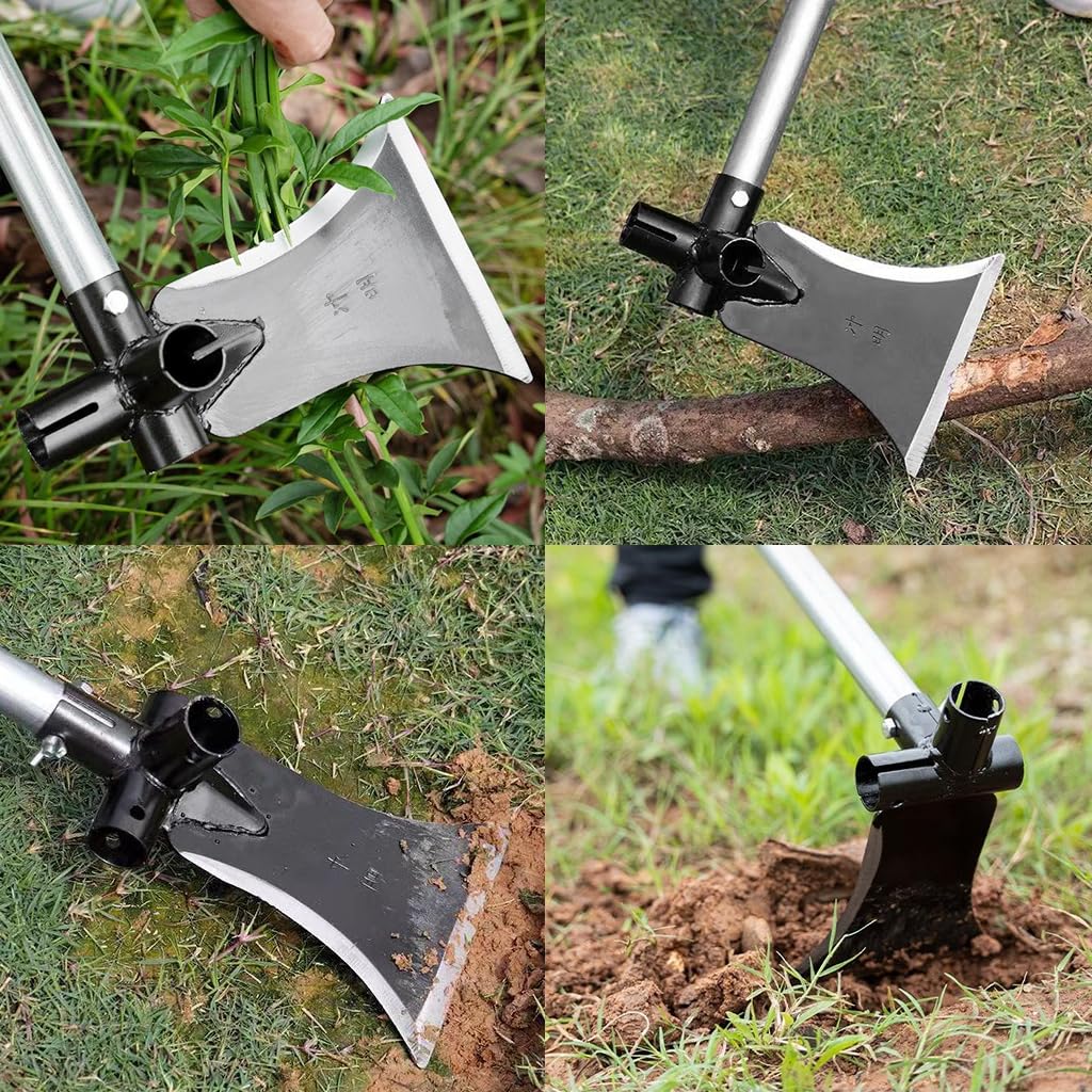 HASTHIP® Gardening Tool 3 In 1  Multifunctional Gardening Sickle Shovel Tool Axe Tool with 11.8'' Steel Handle High Carboon Steel Sickle Shovel Tool Versatile Gardening Handy Tool