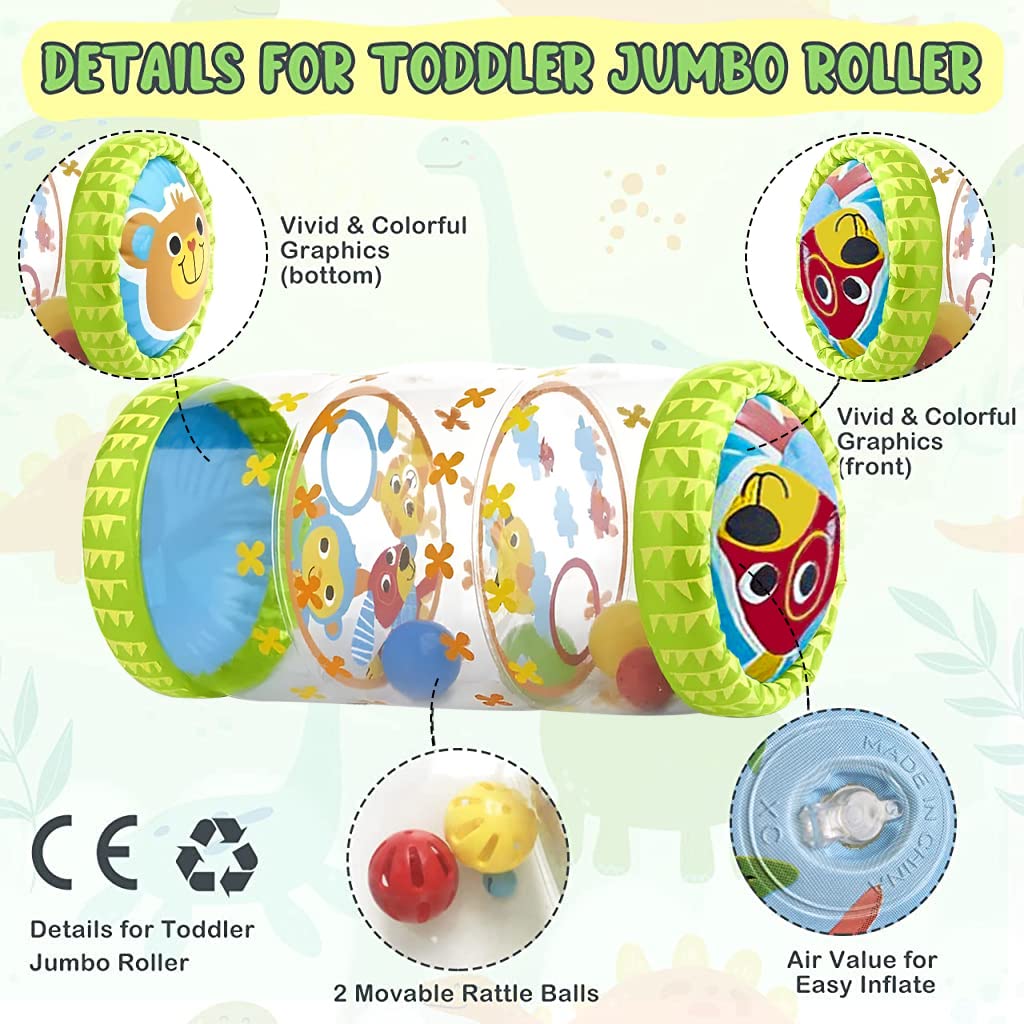 PATPAT Baby Crawling Toy for Early Development with Inflatable Roller & Bouncing Balls | Safe PVA for 6+ Months