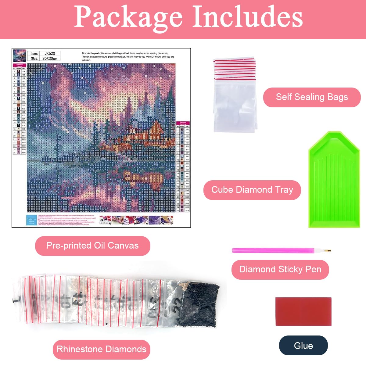 HASTHIP Diamond Art Painting Kit for Home Wall Decor featuring 4PCS 11.8 x 11.8 in Scenery | DIY Gift for Beginners