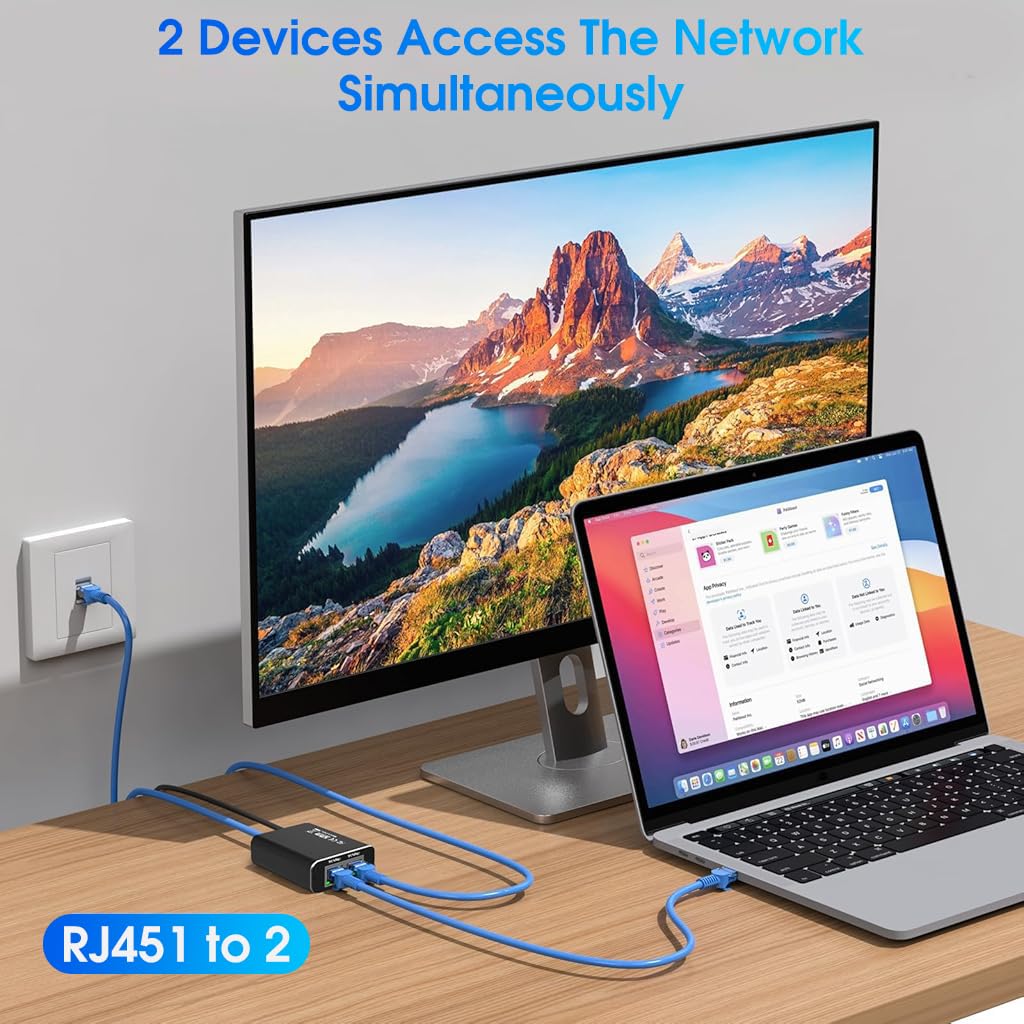 ZORBES USB C Powered Dual Gigabit Ethernet Splitter for Streaming and Gaming | 1000Mbps Plug and Play Connectivity