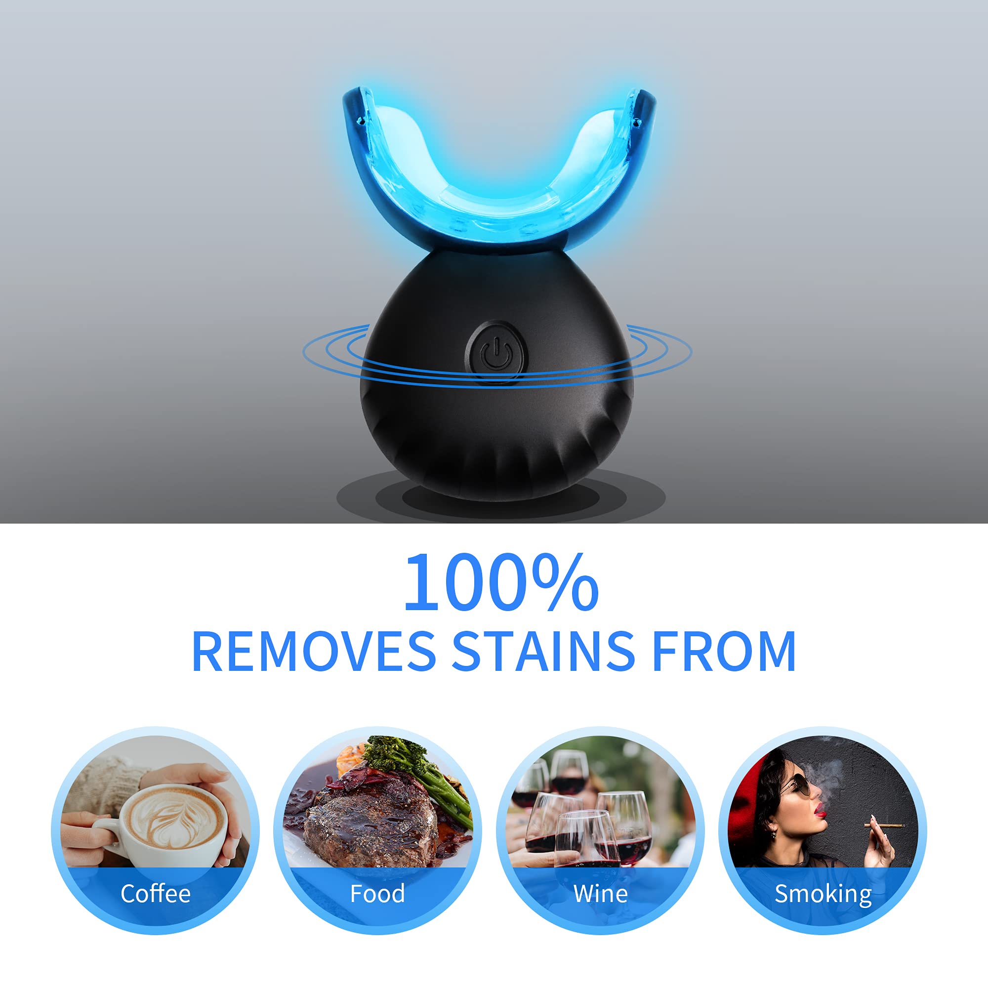 HANNEA Teeth Whitening Kit for Home Use with 16 LED Beads and 4 Whitening Gels | USB Rechargeable