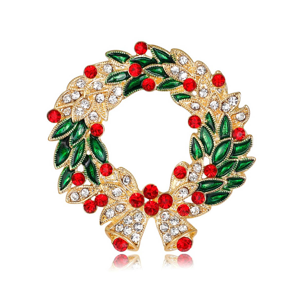 Venzina® Christmas Brooch for Women Men Inlaided Rhinestone Shining, Christmas Bell Brooch, Alloy Brooch for Coat Dress Gown Shawl Sweather, Christmas Gifts