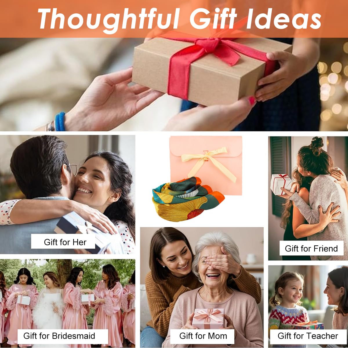 SANNIDHI Silk Hair Scarf for Women featuring Ginkgo Print 27x27 in Square Satin Wrap | Elegant Neck and Handbag Accessory