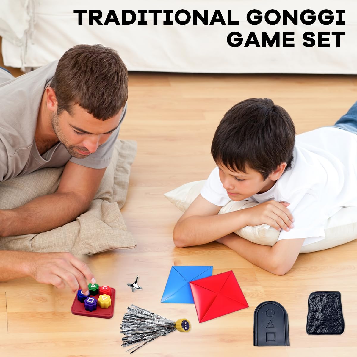 PATPAT Gonggi Korean Game Set for Family Fun featuring Tossing Stones and Tile Flipping | Traditional Korean Toys Collection