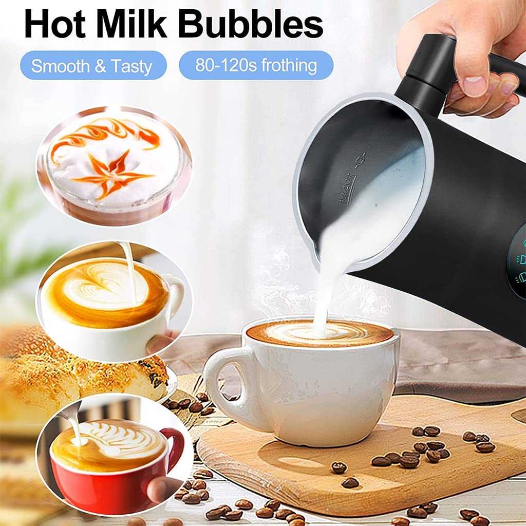 HASTHIP Electric Milk Frother for Coffee 350ML 4 in 1 Coffee Machine with Milk Frother Electric Foam Maker 400W Automatic Milk Shaker Mixer Machine Hot & Cold Frothing Milk Heater Electric Foamer