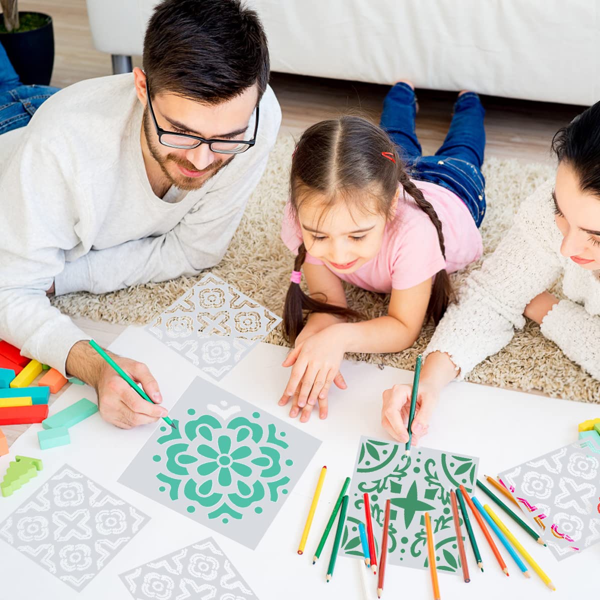 HASTHIP Stencils for Painting for Mandala Art and DIY Crafting featuring 16 pcs 6x6 in reusable PET templates | ideal for home decor and wardrobe design