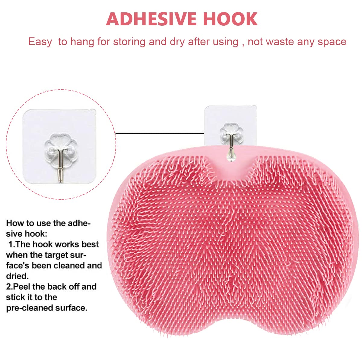 HANNEA Silicone Foot Massager for Shower with Non Slip Suction Cups and 28.5×20.5 cm Pad | Pink Scrubber Brush Cleaner
