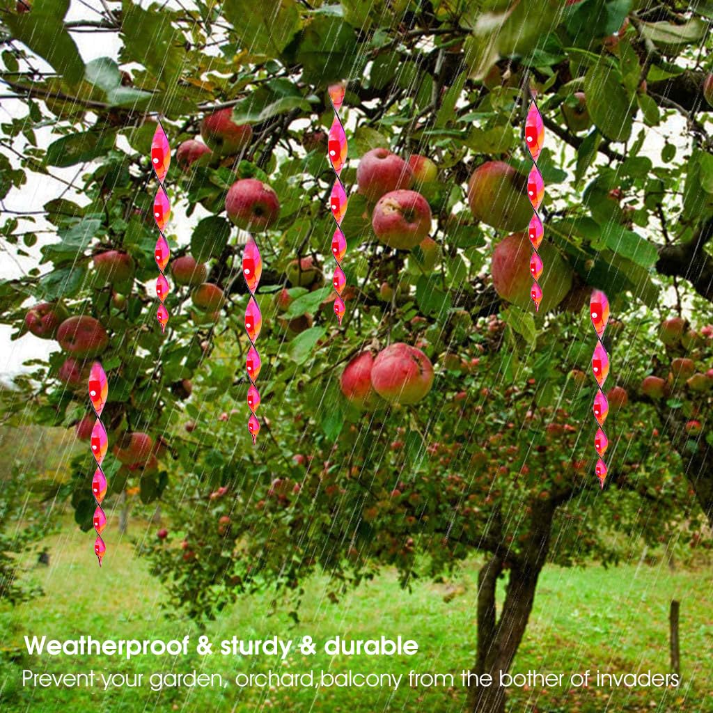 30cm Bird Repellent for Balcony with Reflective Spiral Design and Red Plastic Rods | 10Pcs Set