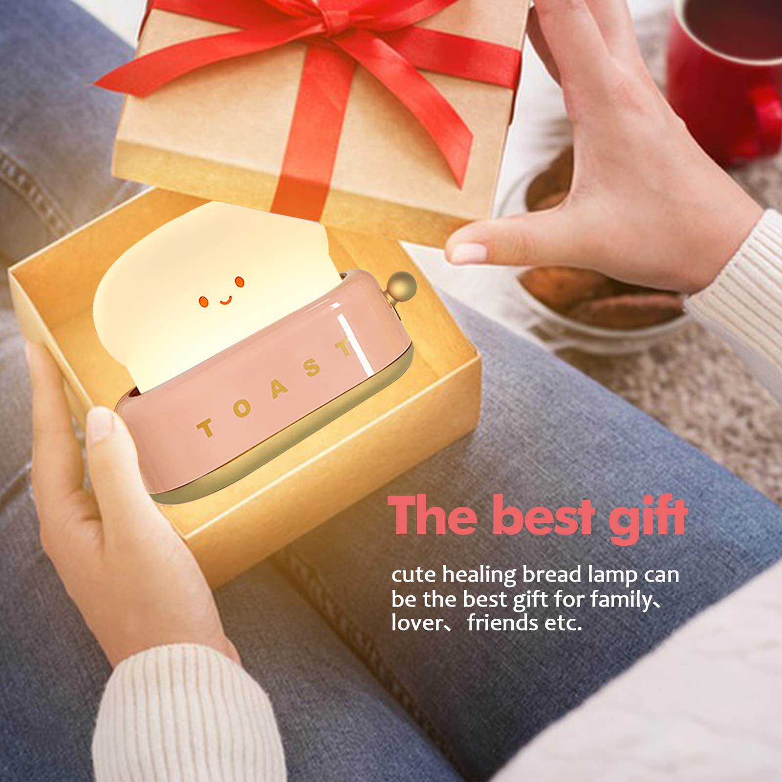 ELEPHANTBOAT Desk Lamp for Kids Room with 800mAh Rechargeable Battery and Auto-Off Timer | Cute Cartoon Toaster Night Light