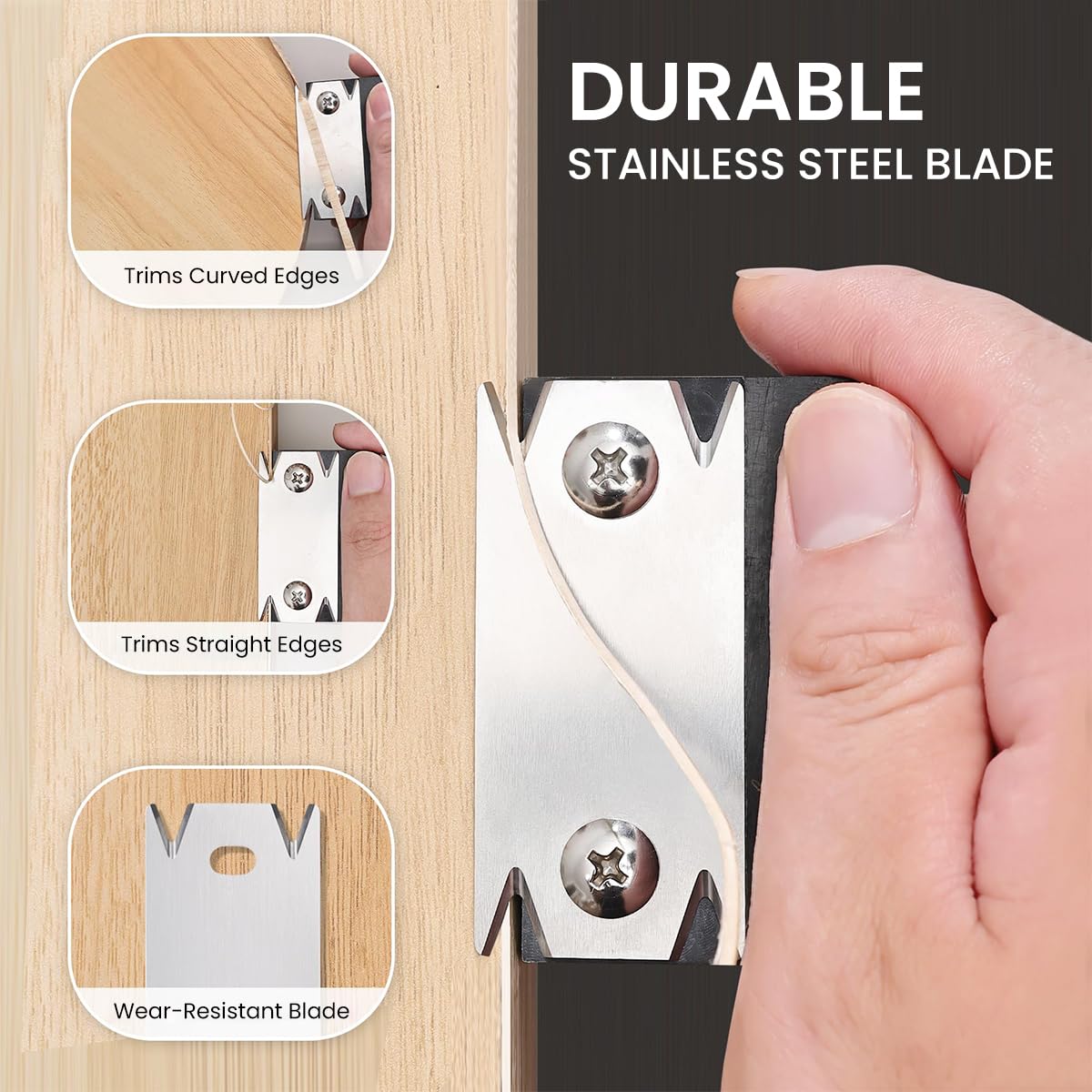 Serplex Edge Banding Trimmer for Woodworking with Dual Head & Stainless Steel Blade | 2PCS Portable Planer