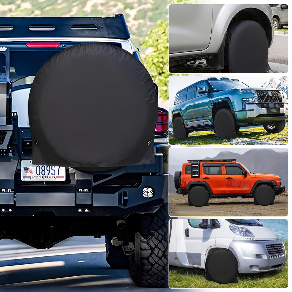 STHIRA Tire Covers for 30-32 in Tires featuring Hooked Straps and 210D Oxford Cloth | Pack of 4