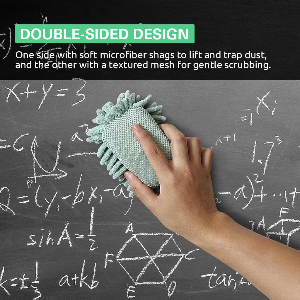 HASTHIP Double Sided Magnetic Whiteboard Eraser for Classroom Use 12x7x3 cm | Chenille Sponge Cleaner Pack of 4