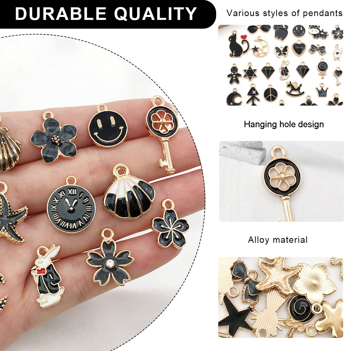 MAYCREATE Enamel Charms for Jewellery Making with Hanging Hole Design 30 pcs Gold Plated | DIY Earrings and Bracelet Craft Kit