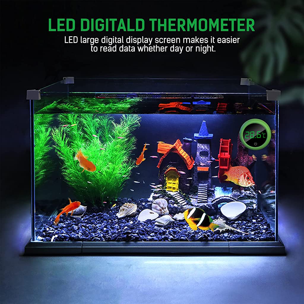 Qpets Wireless LED Aquarium Thermometer for Fish Tanks with 0–60 °C Range and 5‑Second Sensor | LCD Display Stick‑On Design