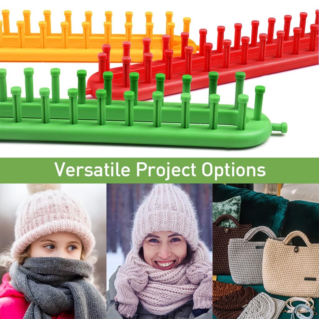 PATPAT Knitting Loom Starter Kit for Beginners with 4 Sizes and Sewing Needles | DIY Scarves and Blankets