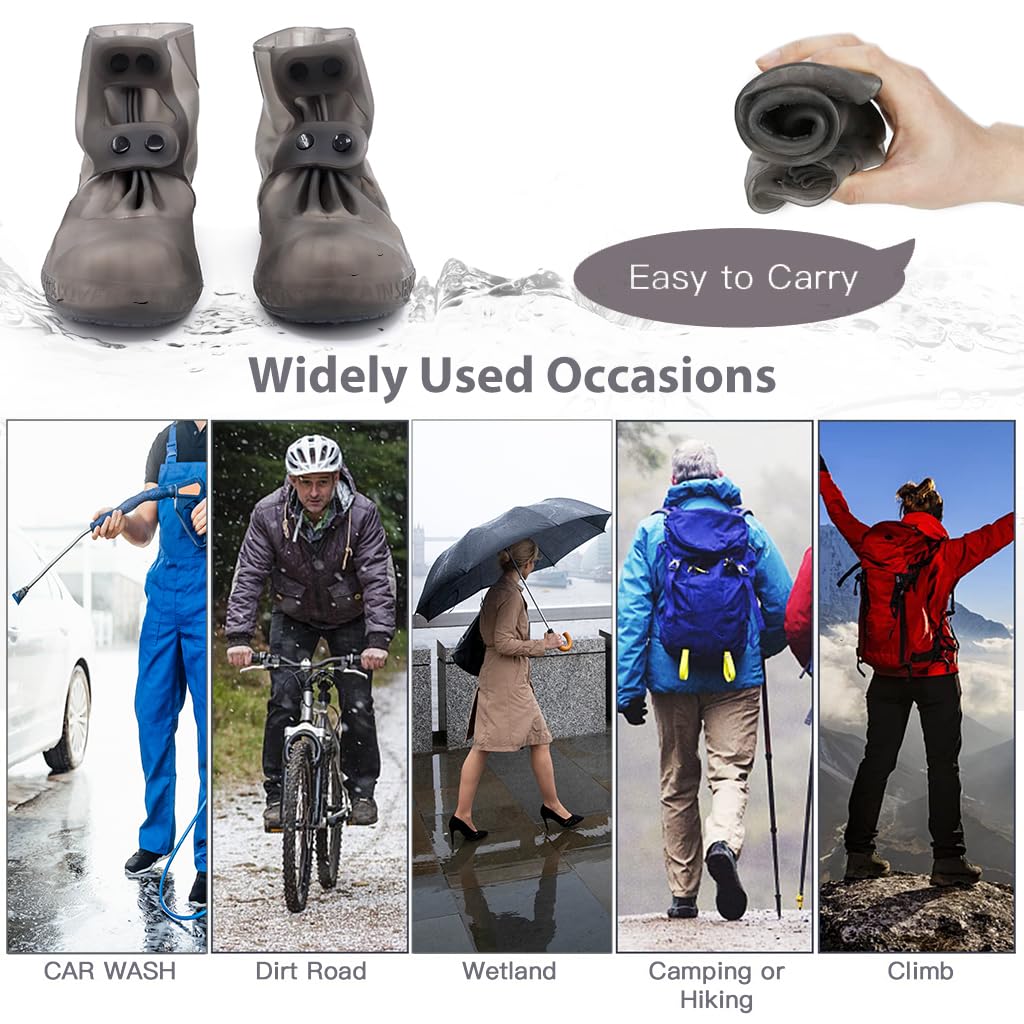 PALAY Silicone Shoe Covers for Rain with Double Breasted Snap Closure and TPE Sole | 2 PCS Size 4 5