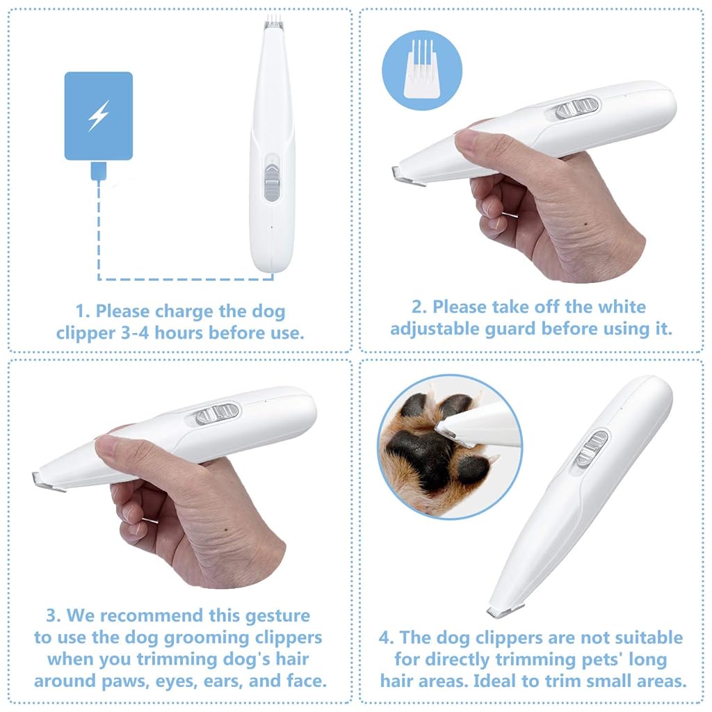 HASTHIP® Professional Cat Dog Trimmer for Paw Hair 2-Speed Grooming Kit Low Noise Rechargeable Electric 3 PCS