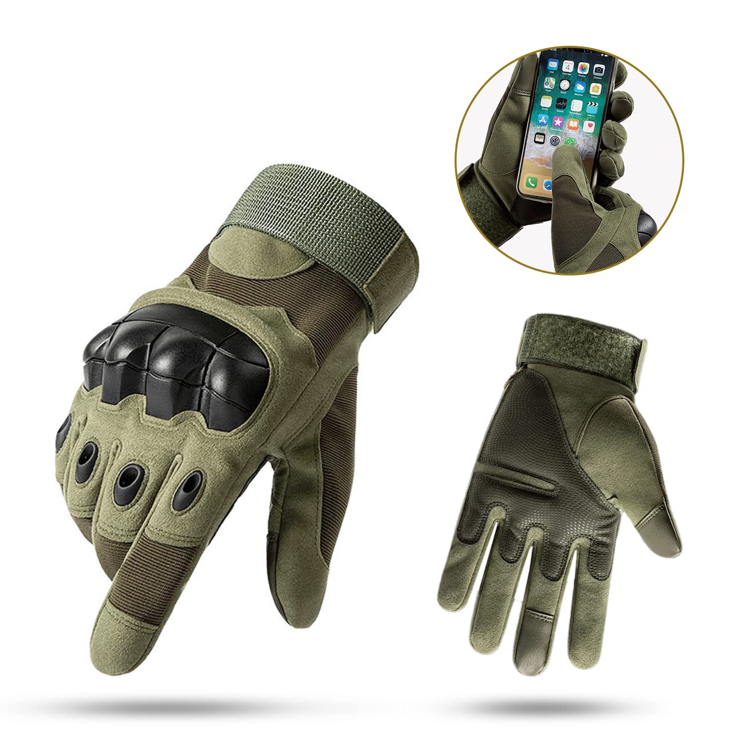 PROBEROS Tactical Cycling Gloves for Outdoor Riding with Anti Slip Palm and Touch Screen | Stainless Steel Joint Protection and Adjustable Wristband