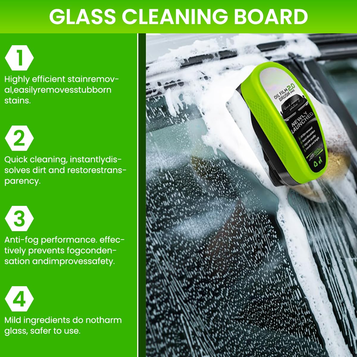 STHIRA Car Oil Film Cleaning Brush for Windshield with Integrated Cleaner | 3PCS Set