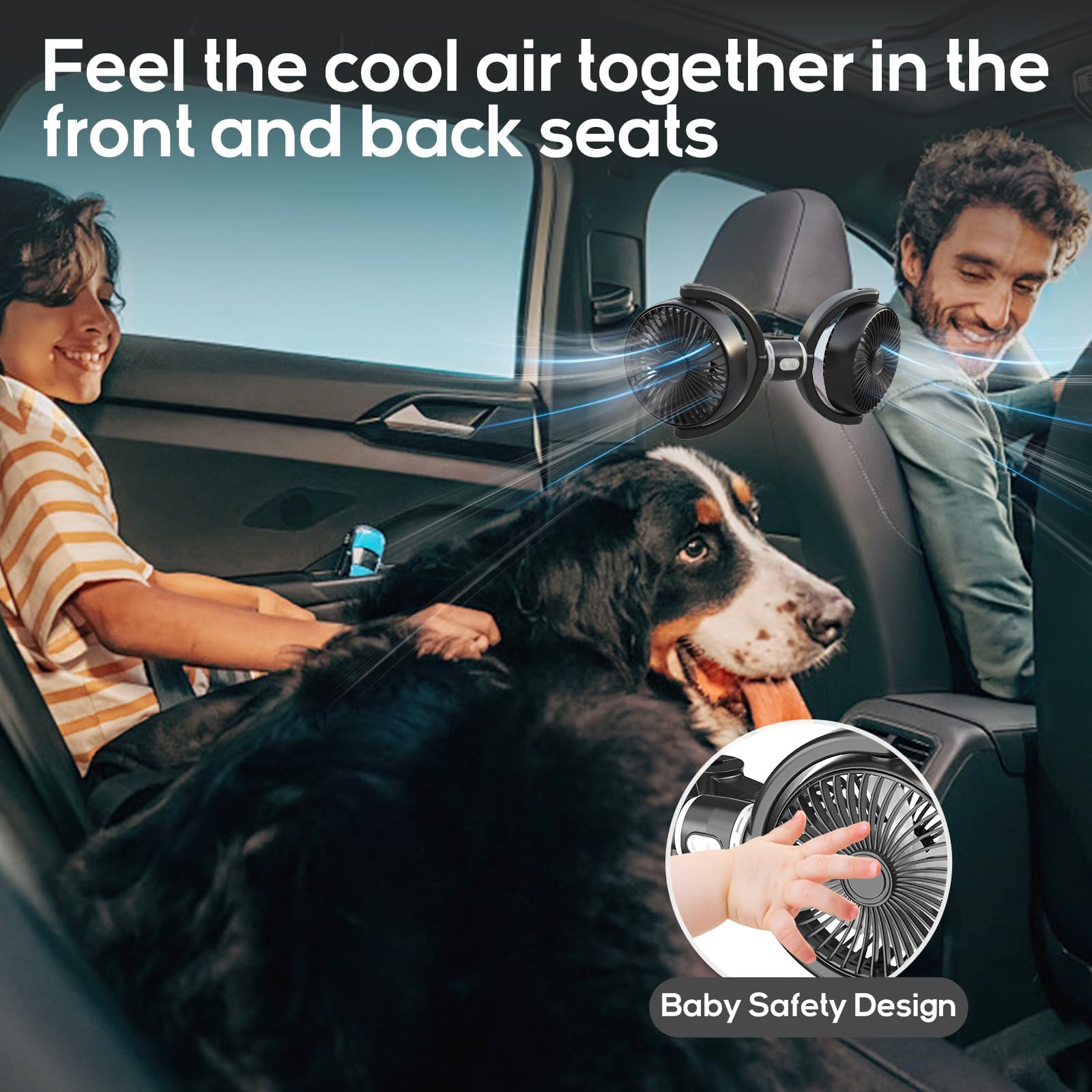 STHIRA USB Car Fan for Headrest with Twin Cooling and 3 Speeds | 12 24V Plug & Go Design