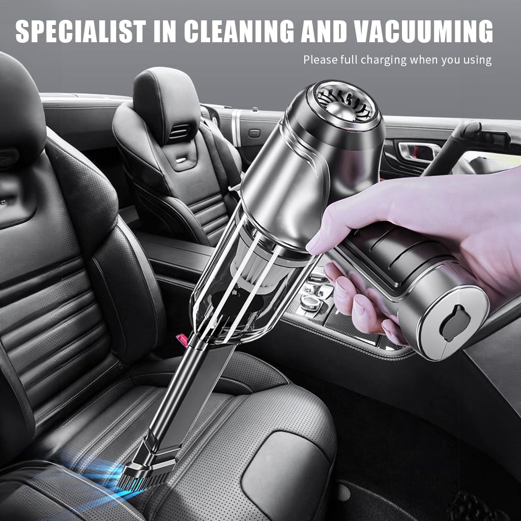 Electric Compressed Air Duster for Home Office and Car with 12000Pa Suction | 2 in 1 Cordless Vacuum featuring Washable Alloy Filter and 4000mAh Battery