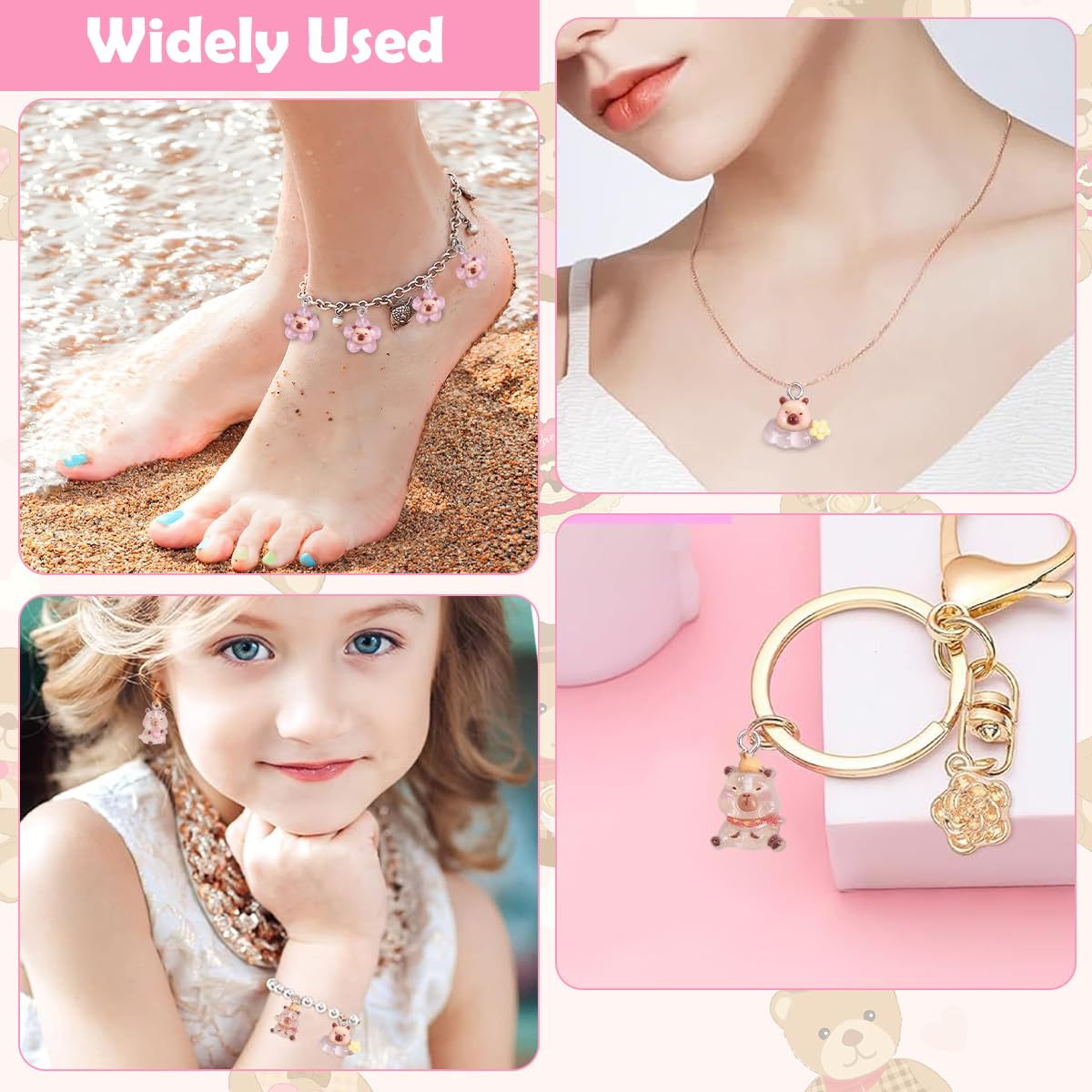 SANNIDHI Capybara Pendant Charms for Jewelry Making with Jump Rings 25pcs 0.5 in Resin Set